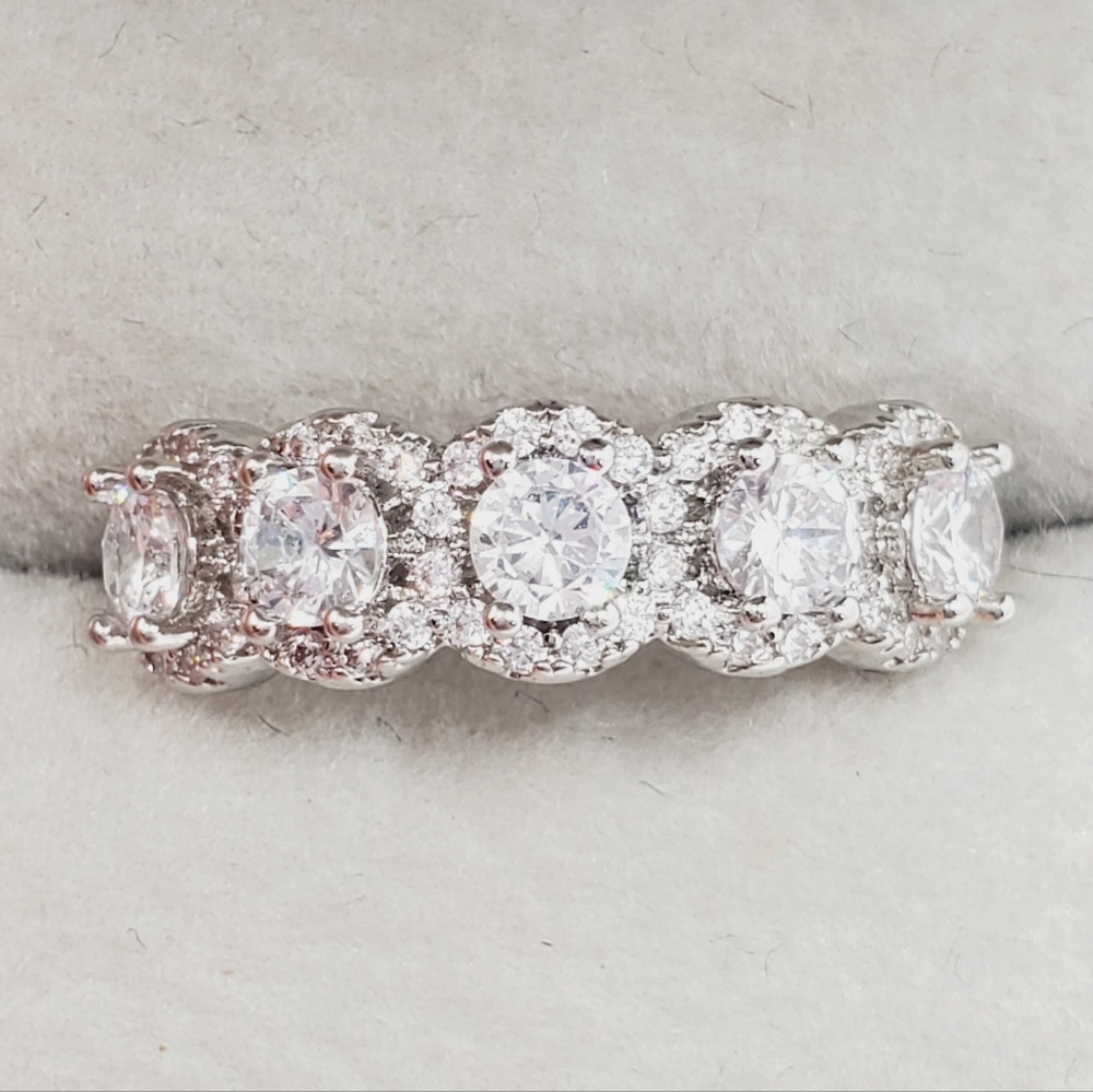 Five Round Halo Ring